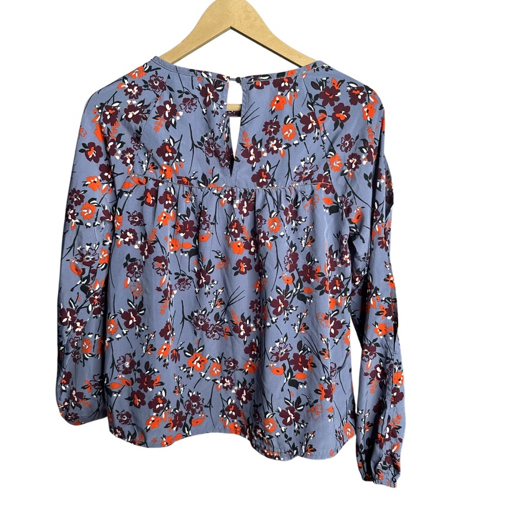 Abercrombie & Fitch Blue Floral Long Sleeve Blouse | Keyhole Neck | Boho | Small - Picture 2 of 5